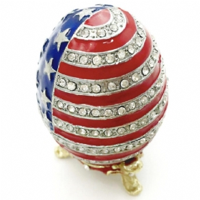 Húsvéti Tojás Amerikai Zászló Megjelenésével Zománcozott Ékszertartó Festett Fém Kézműves Luxus Díszek