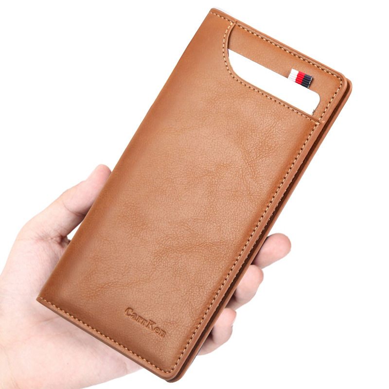 Hosszú Alkalmi Retro Ultravékony Olajviasz Bőr Mobiltelefon Puha Bőr Pénztárca Férfiaknak
