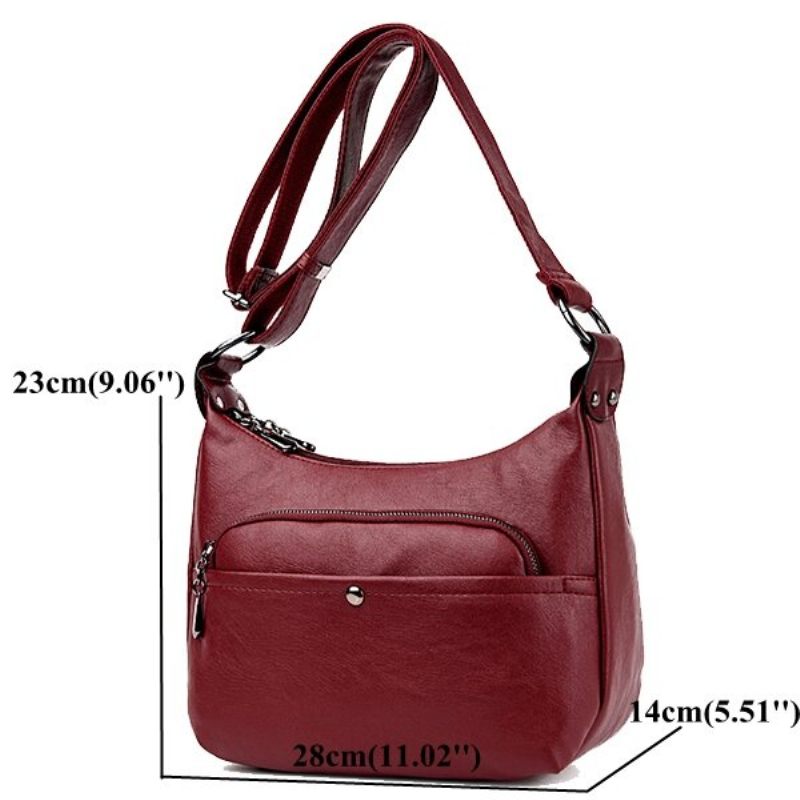 Női Pure Color Vintage Pu Bőr Válltáska Crossbody Táska