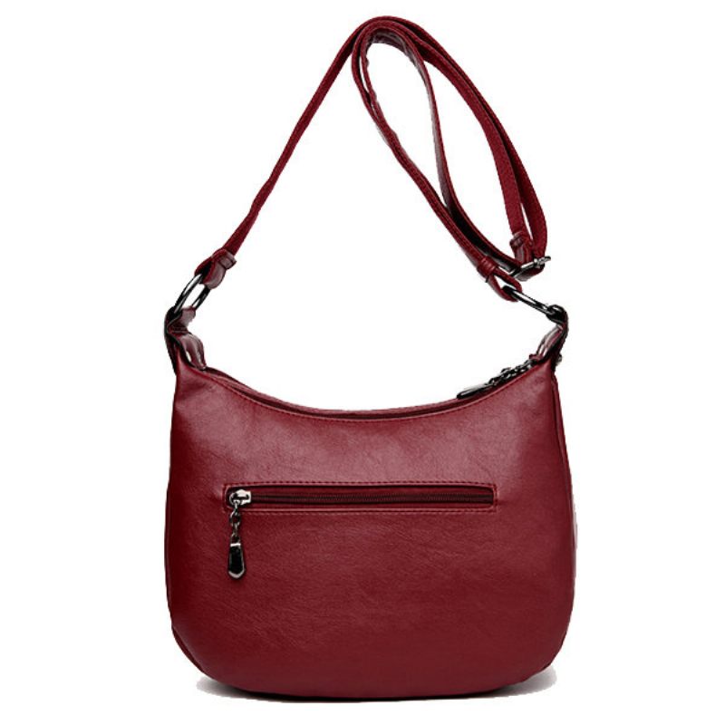 Női Pure Color Vintage Pu Bőr Válltáska Crossbody Táska