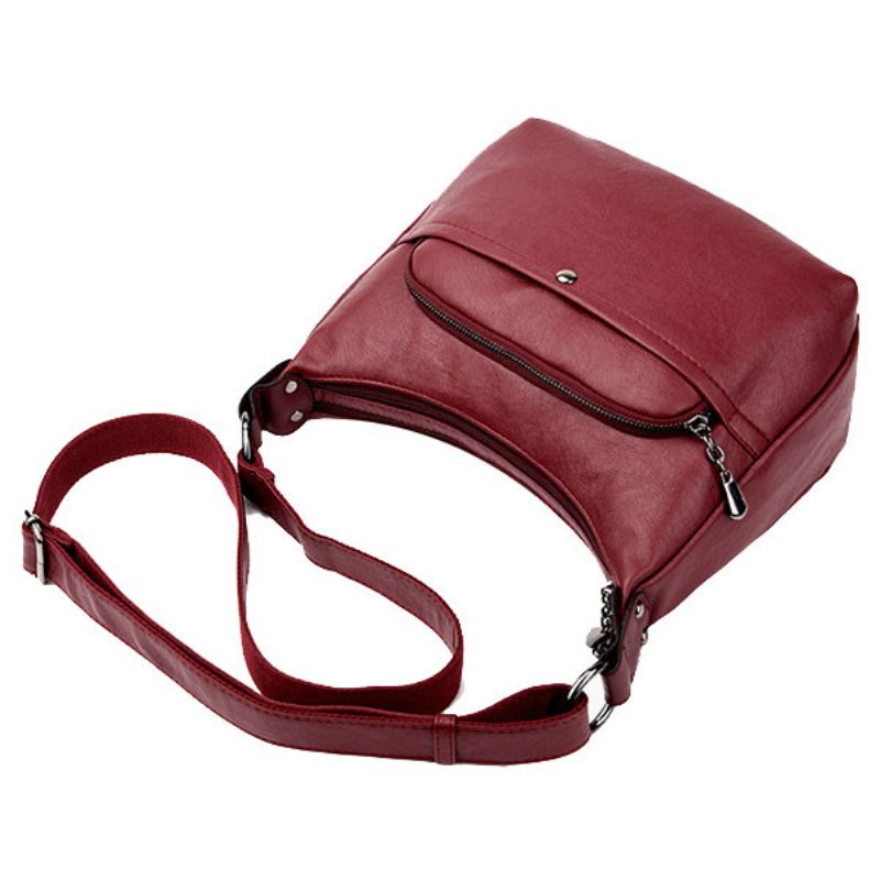Női Pure Color Vintage Pu Bőr Válltáska Crossbody Táska