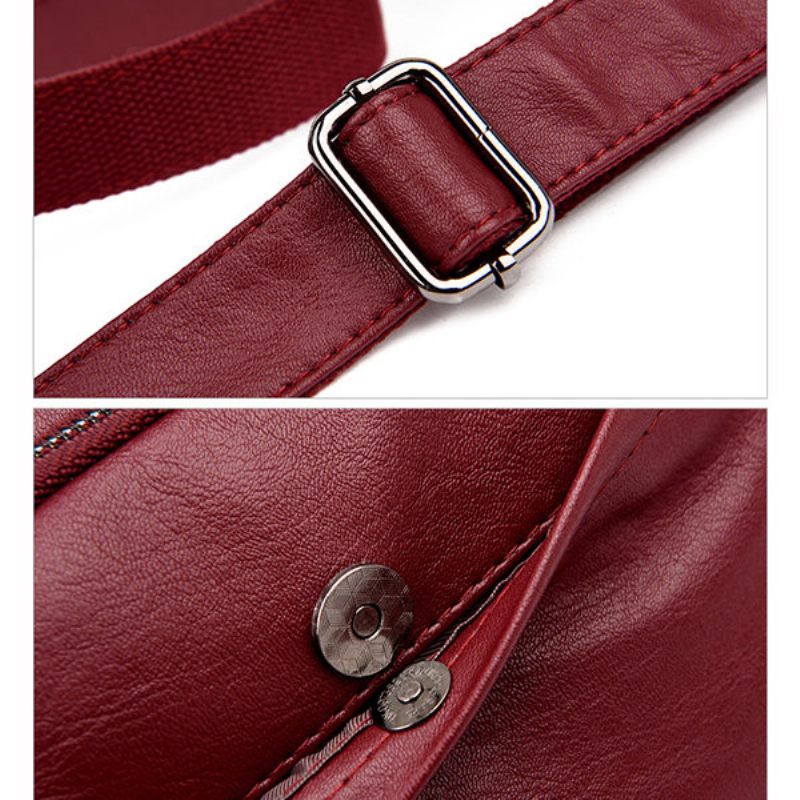 Női Pure Color Vintage Pu Bőr Válltáska Crossbody Táska