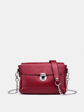 Női Valódi Bőr Crossbody Táska Vintage Csúcskategóriás Zárláncos Válltáska