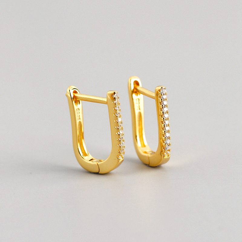 925 Sterling Ezüst Micro Pave Cirkónia U Alakú Kampós Fülbevaló