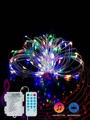 50/100 Db Zene Hangvezérlés Akkumulátor Doboz Lámpafüzér Vízálló Karácsonyi Parti Dekorációs Lámpa