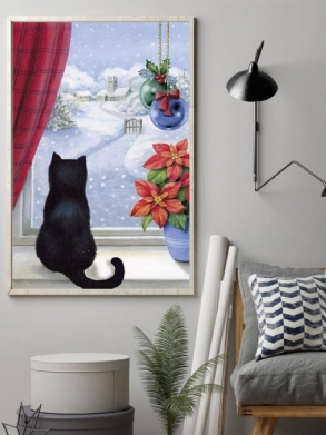 Karácsonyi Havazó Macskák Vászonfestés Keret Nélküli Fali Művészet Vászon Nappali Lakberendezés