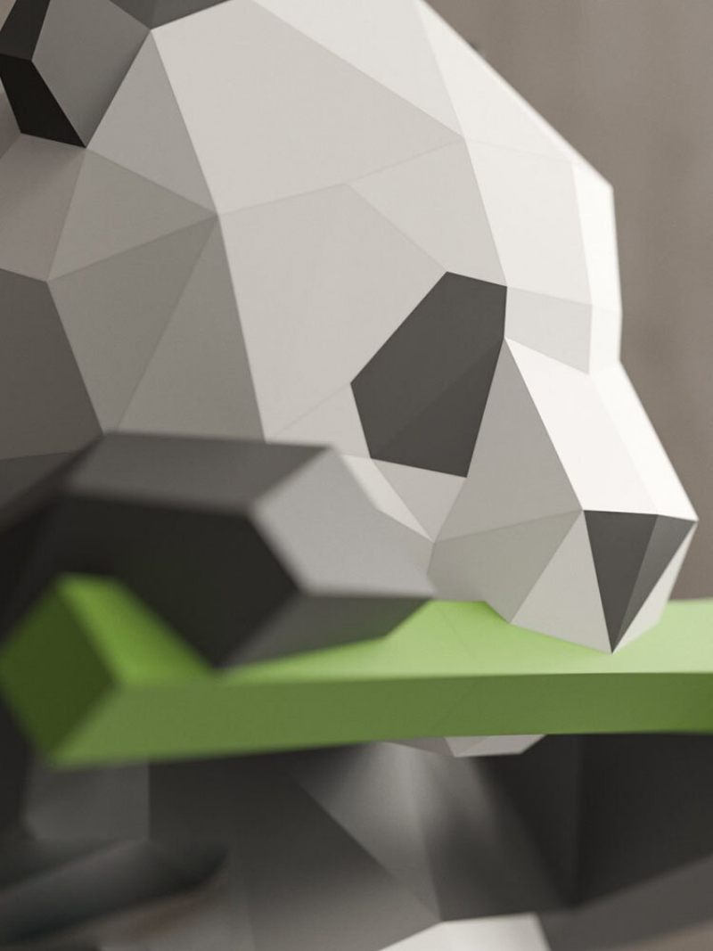 Kézzel Készített Barkácsolt Panda Evő Bambusz 3d-s Papírmodell Otthoni Dekoráció Nappali Irodai Barkácspapír Kézműves Modell Rejtvények Oktatási Gyerekeknek Játék Ajándék