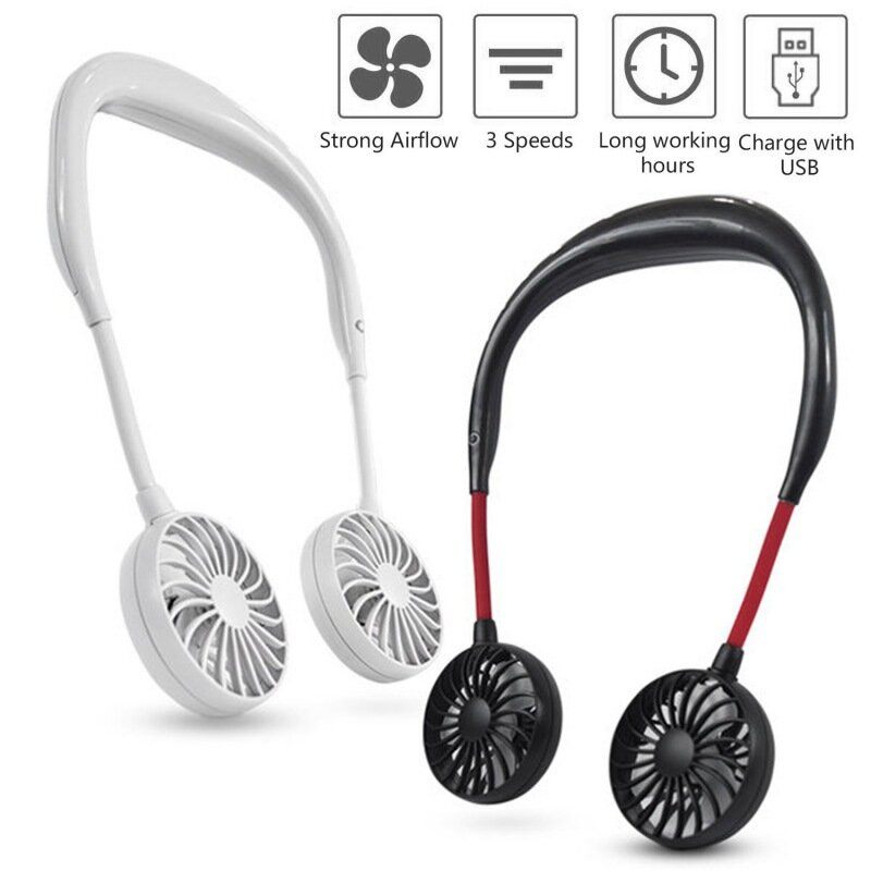 Usb Hordozható Ventilátor Hideg Kihangosító Nyak Függeszthető Újratölthető Mini Sport 3 Fokozatban Állítható