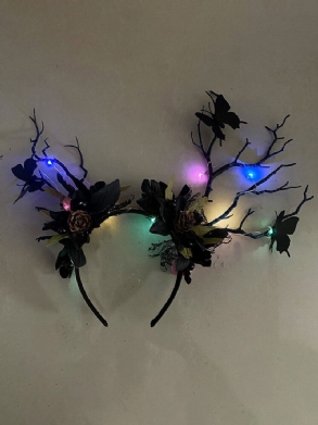 Halloween Luminous Branch Hajkiegészítők Pillangós Virágos Karácsonyi Fejpánt