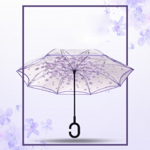 Átlátszó Fordított Esernyő C-alakú Fogantyúval Önálló Állvánnyal Összecsukható Vízálló Szélálló