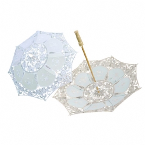 Fehér Csipke Esernyő Esküvői Napernyő Fa Fogantyúval
