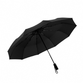 Kiváló Minőségű Három Összecsukható Esernyő Teljesen Automata Fekete Vinil És Pongee Szövet Nappal És Esővel Üzletembereknek