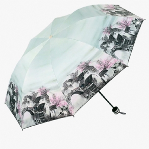 Lady's Kültéri Napernyő Háromszor Összehajtható Naptekerccsel Többfunkciós Esernyő Lakk Sütőfogantyúval