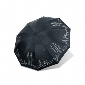 Nagyított Változat Kreatív Minden Időjárásra Alkalmas Esernyő Háromszoros Összecsukható Napernyő Fekete Gumi Bevonattal