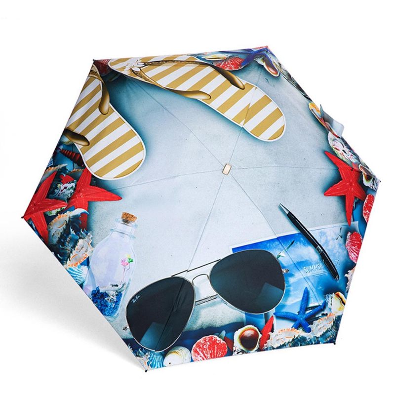 Összecsukható Mini Lapos Esernyő Csúcstechnológiás Rétegmintával Stílusos Esőernyő A Szabadban Való Utazáshoz