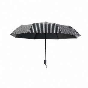 Új Stílusú Három Összecsukható Esernyő Divatos Fekete-fehér Csíkos Vinil Napvédő Uv-álló 2023