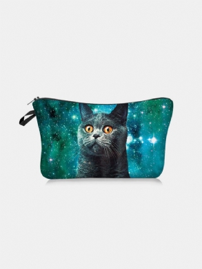 Hordozható Cat Starry Sky Nyomtatott Sminktáska Női Utazó Mosótáska