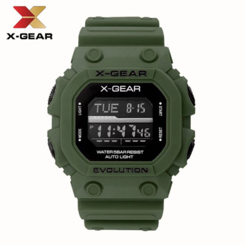 X-gear Revolution Armygreen Sportóra Vízálló Férfi Elektronikus Karóra Moq 20 Db