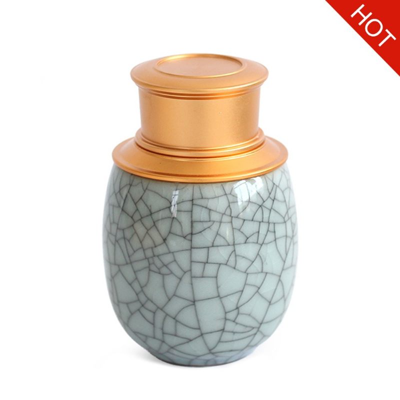 Elegáns Kerámia Pirula Tároló Tégely Cuprum Fedéllel Légmentesen Záródó Tárolótartály Matcha Tea Caddy Pills Gyógyszerporhoz