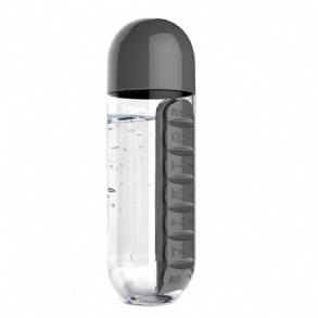 Kreatív Hordozható Szagtalan Vizes Palack Levehető Tablettátokkal Kettő Az Egyben Piruladobozban Lezárt Műanyag Ivópalack