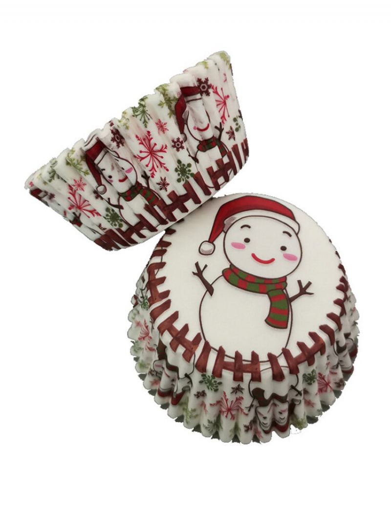100db Muffin Karácsonyi Hóember Cupcake Csomagoló Papírpoharak Tojás Olajálló Barkács Sütési Dekor