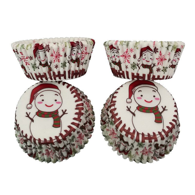 100db Muffin Karácsonyi Hóember Cupcake Csomagoló Papírpoharak Tojás Olajálló Barkács Sütési Dekor