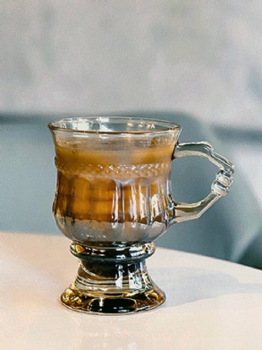 Ins Vintage Relief Glass High Foot Latte Kávéscsésze