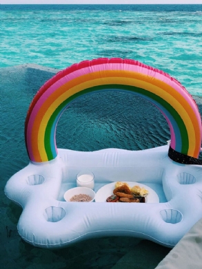 Beach Picnic Party Felfújható Víz Jégbár Asztali Csésze Saláta Tányér Medence Telefoncsésze Ital Úszó Tartó Mini Lebegő Sor