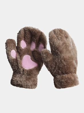 Cat Claw Gloves Félujjas Meleg Plüsskesztyű