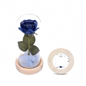 Blue Roses Lámpa Led-es Tündérfüzérrel Lehullott Szirmokkal És Abs-talppal Üvegkupolában A Legjobb Ajándék Valentin-nap Számára