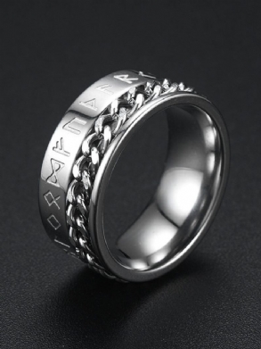1 Db Casual Personality Római Számjegyű Lánc Forgatható Rozsdamentes Acél Gyűrű