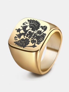 Divatos Orosz Dupla Sas Rozsdamentes Acél Gyűrű Címerrel Nagy Gyűrűkkel Férfiaknak