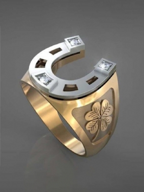 Jassy 1 Db Kreatív Divat Kéttónusú U-alakú Patkó És Lóhere Mintás Jó Szerencsét Cooper Gyűrűk