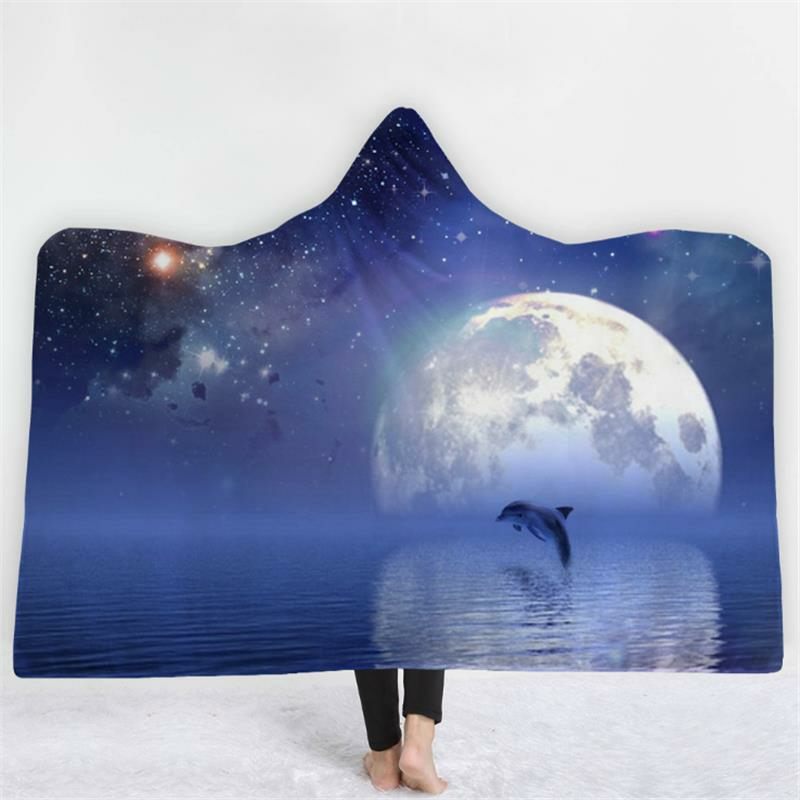 150x200 cm-es Ocean Scenery Sorozatú Takaró Kapucnival Melegen Viselhető Plüssszőnyeg