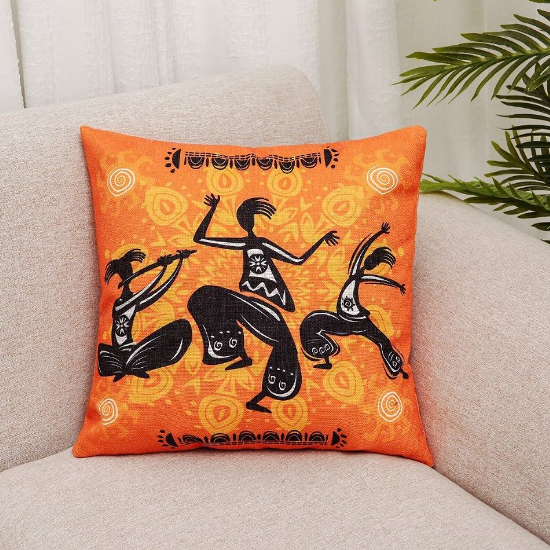 Afrika Indiai Népi Stílusú Nyomtatás Vászon Párnahuzat Otthoni Kanapé Art Decor Üléspárnahuzat