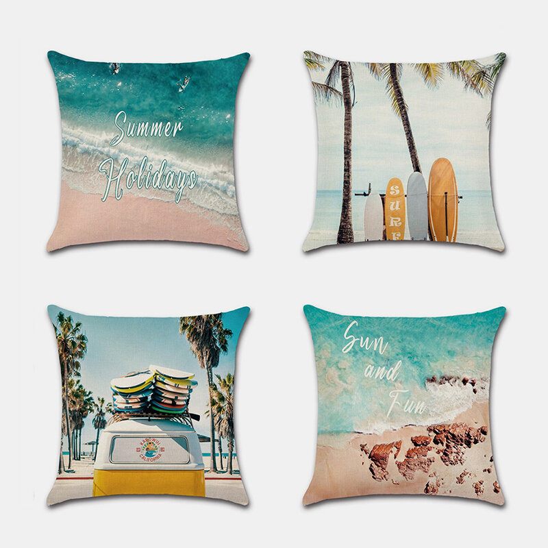 Strand Párnahuzat Autó Beach Coconut Palm Digitális Nyomtatott Ágynemű Mag Nélkül