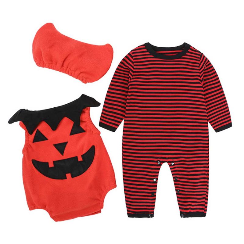 3db Öltöny Halloween Stílusú Babaruhák Babaruha Ősszel És Télen Tök