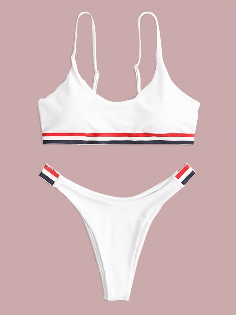 Női Tanga Bikini Tömör Csíkos Szabású Fürdőruha
