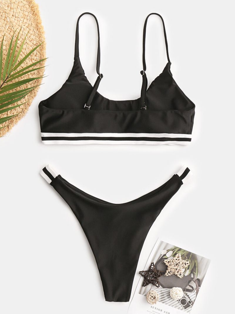 Női Tanga Bikini Tömör Csíkos Szabású Fürdőruha