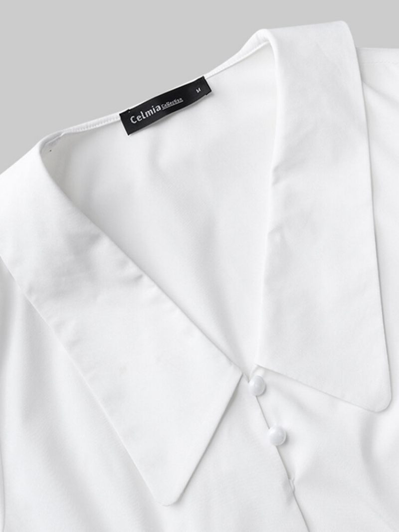 Szatén Gyöngygombos 3/4 Ujjú Nagy Méretű Elegáns Blúz