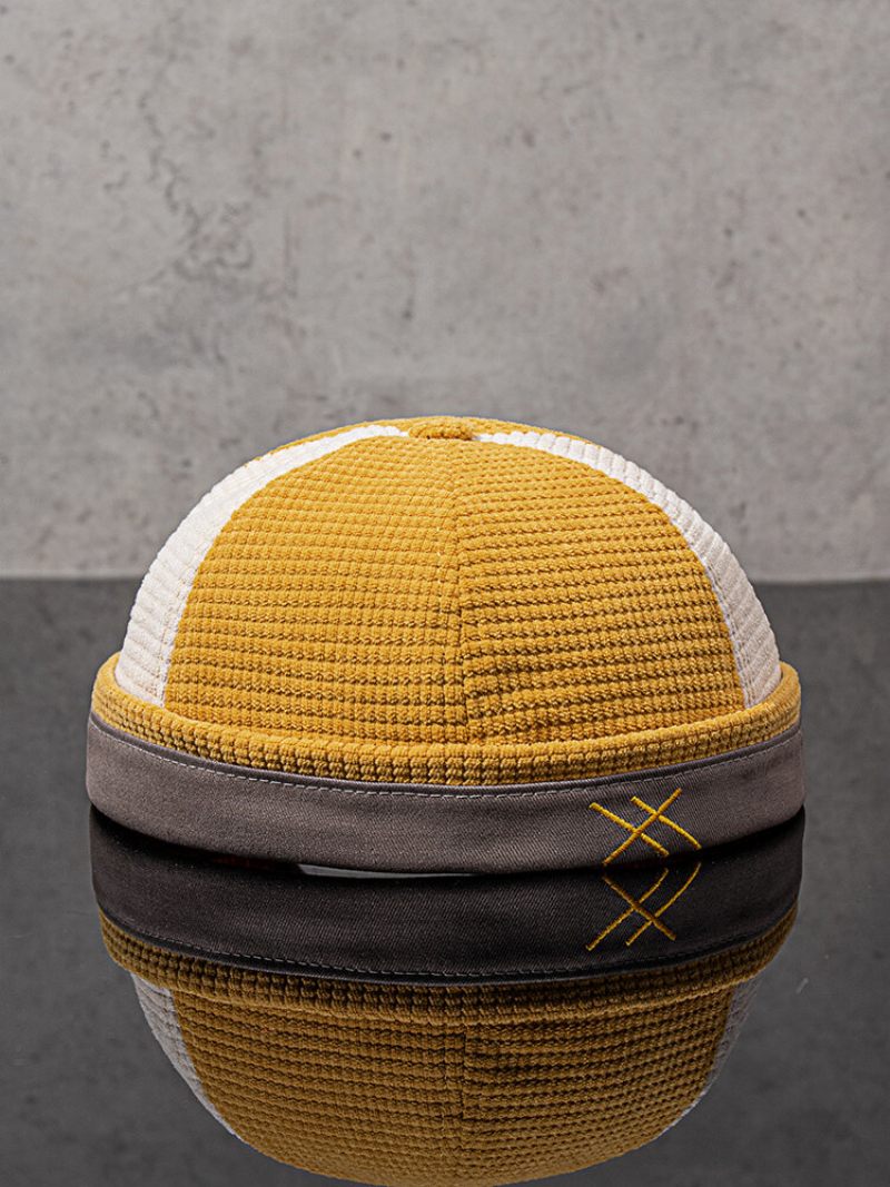 Uniszex Kordbársony Színben Passzoló Patchwork Hímzőcérna Teljesen Karima Nélküli Sapka Landlord Skull Cap