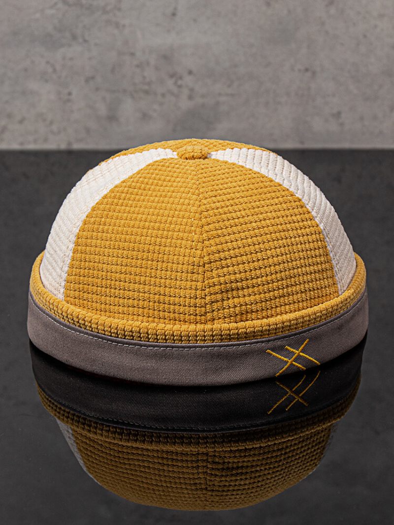 Uniszex Kordbársony Színben Passzoló Patchwork Hímzőcérna Teljesen Karima Nélküli Sapka Landlord Skull Cap
