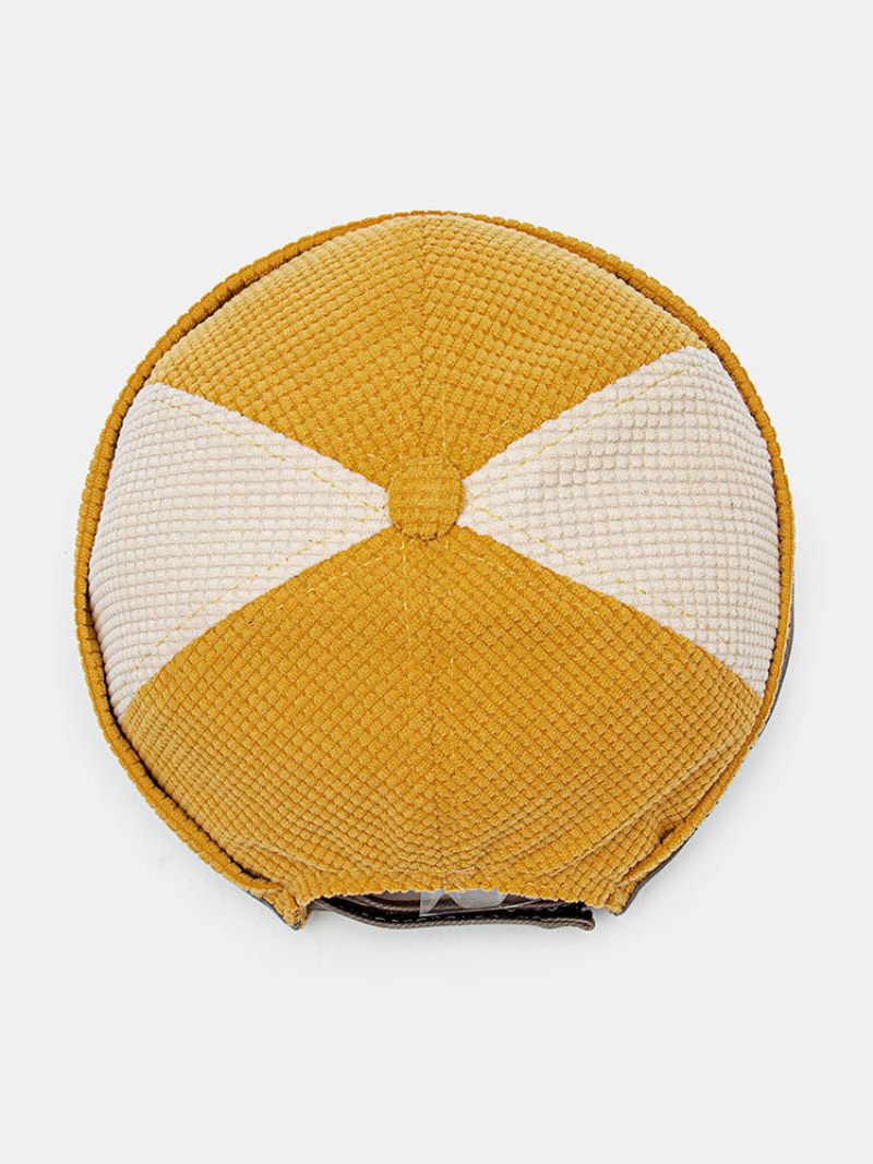 Uniszex Kordbársony Színben Passzoló Patchwork Hímzőcérna Teljesen Karima Nélküli Sapka Landlord Skull Cap