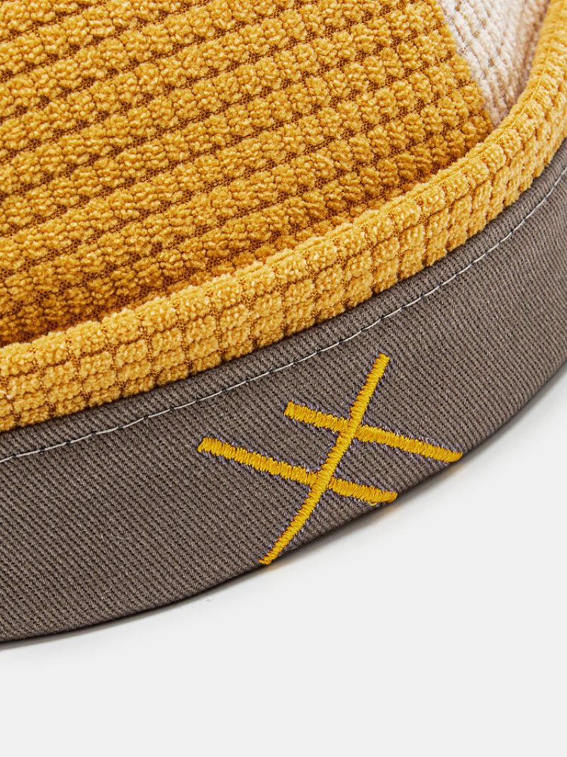 Uniszex Kordbársony Színben Passzoló Patchwork Hímzőcérna Teljesen Karima Nélküli Sapka Landlord Skull Cap