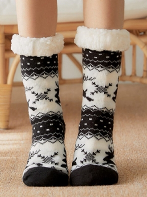 Női Karácsonyi Elk Sock Plus Velvet Sleep Socks Alkalmi Padlózokni
