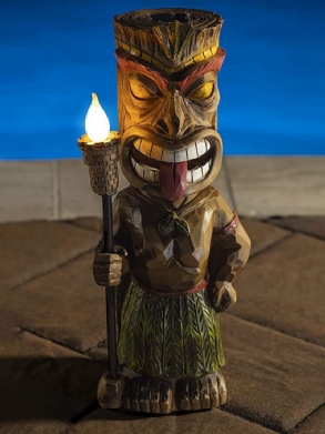 1 Db Kreatív Vintage Törzsi Totem Figura Gyanta Szobor Led Villogó Fáklyával Kültéri Beltéri Udvari Kerti Lámpa Dekorációval