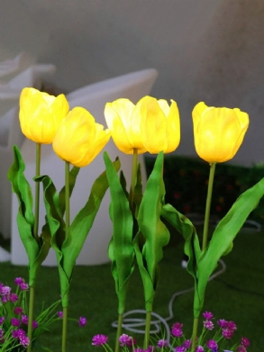 Napelemes Led Tulipán Virág Fény Energiatakarékos Gyeplámpák Kültéri Kerti Ösvény Udvar Dekoráció Táj Lámpa