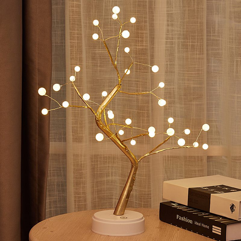 Led Fa Lámpa Gyöngy Inga Asztali Réz Huzal Firefly Szoba Dekoráció Éjszakai Fény