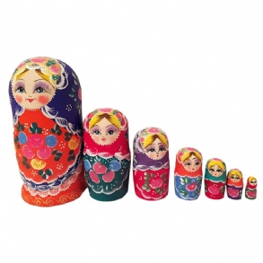 Matrjoska Babák Egymásra Rakott Orosz Fajátékok Virágdísszel Kézzel Festett Fa Ajándéktárgyak Népművészeti Kézműves Termékek
